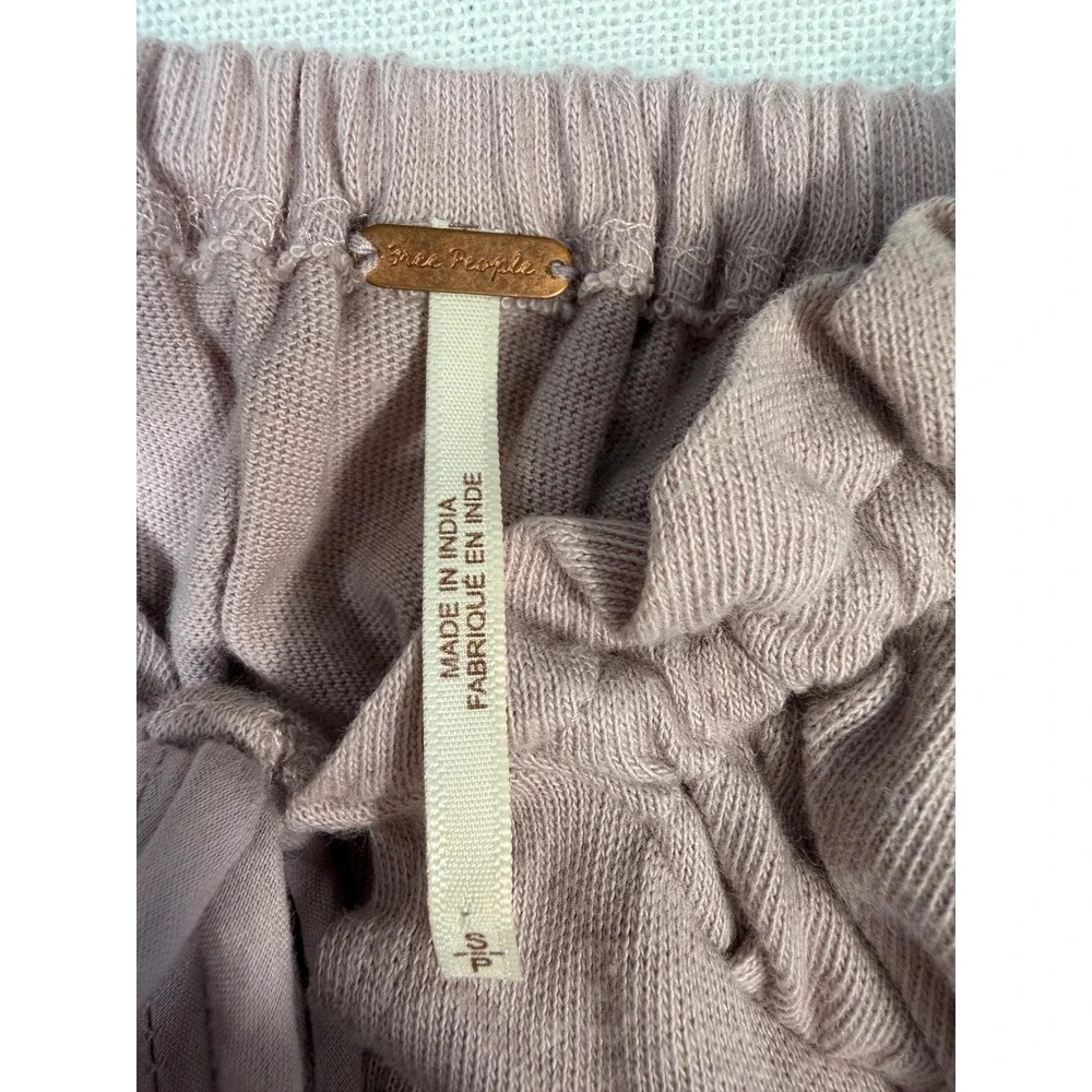 Free People Intimately Mauve Crop Top Eyelet Balloon Sleeve Size S